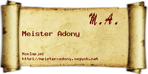 Meister Adony névjegykártya